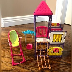 Colorful Playhouse and High Chair Set for Barbie kids